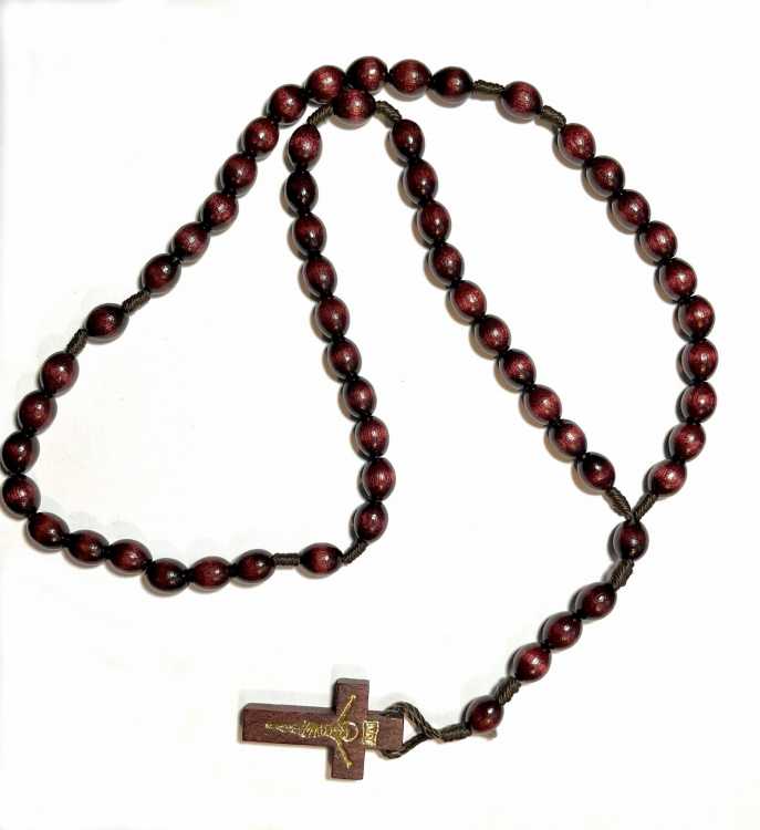 Różaniec drewniany - bordowy całość