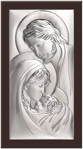 Obrazek srebrny Święta Rodzina z drewnie 6380/7WM