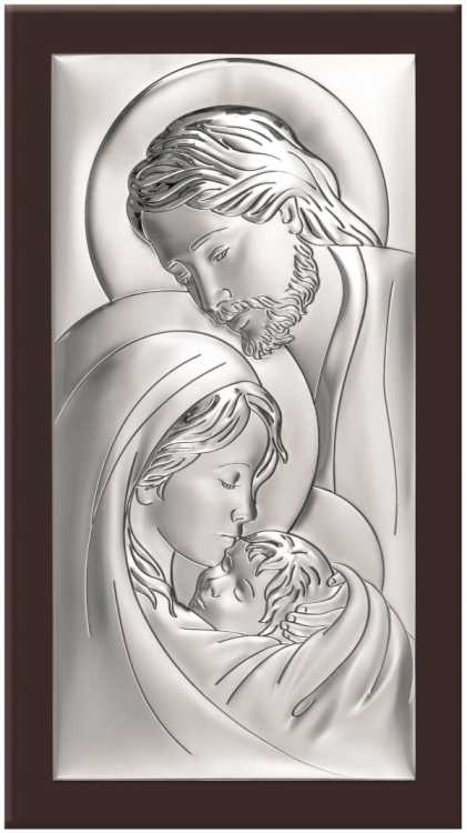 Obrazek srebrny Święta Rodzina z drewnie 6380/7WM