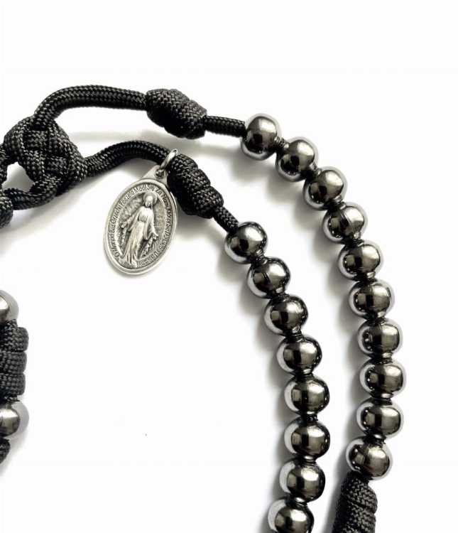 Różaniec czarny metal 10 mm - model I - medalik MBN