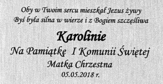 Plakietka Matka Boża z Dzieciątkiem - Pamiątka I Komunii Świętej widok z przodu