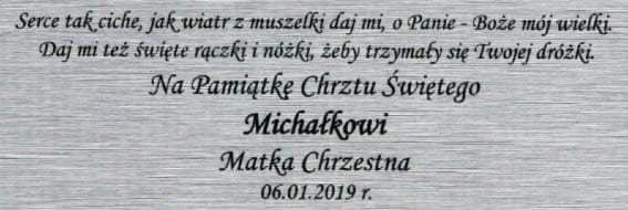 Blaszka Obraz Matki Bożej z Dzieciątkiem - plakietka pamiątka Chrztu Świętego