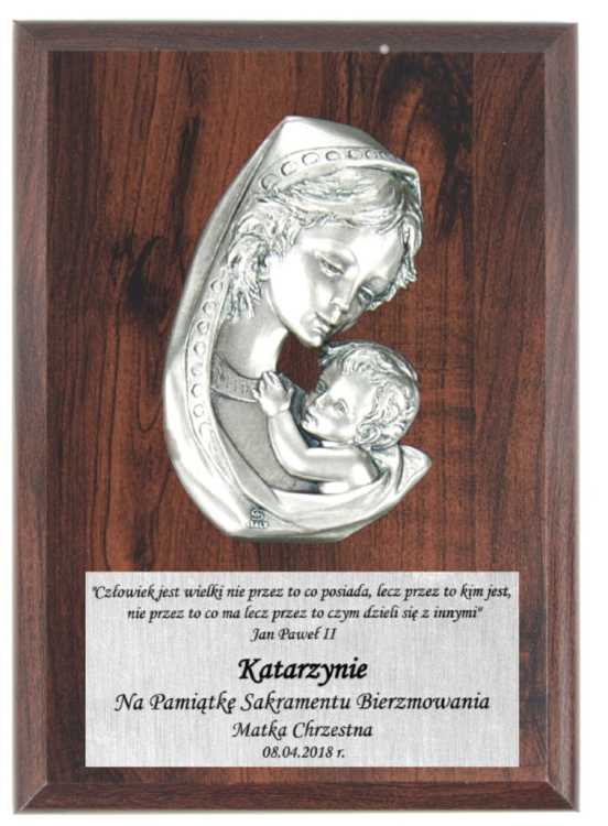 Obraz Madonny z Dzieciątkiem - pamiątka bierzmowania - plakietka