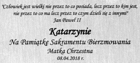 Tabliczka do Obraz Matka Boża z Dzieciątkiem - pamiątka bierzmowania - plakietka