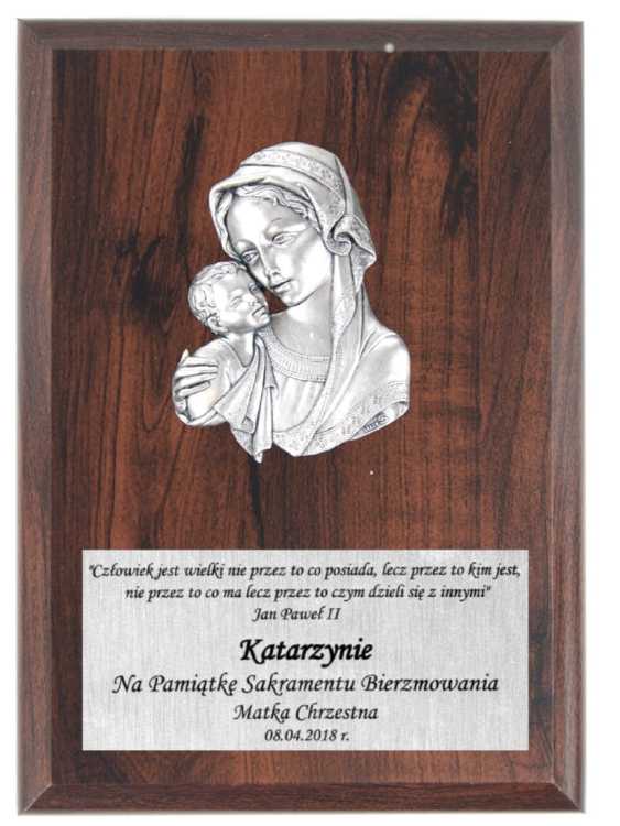 Obraz Matka Boża z Dzieciątkiem - pamiątka bierzmowania - plakietka