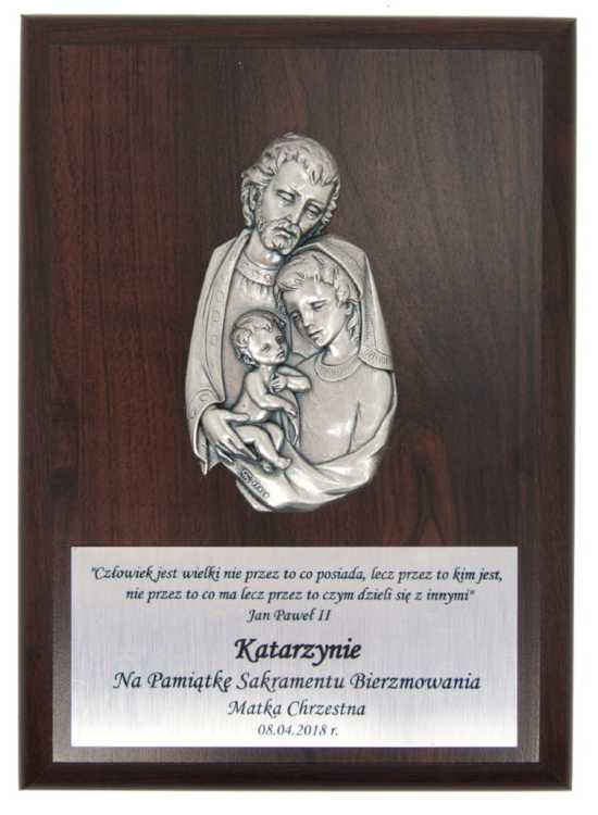 Obraz święta rodzina - pamiątka bierzmowania - plakietka