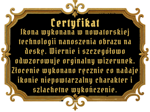 Ikona Świętej Renaty certyfikat