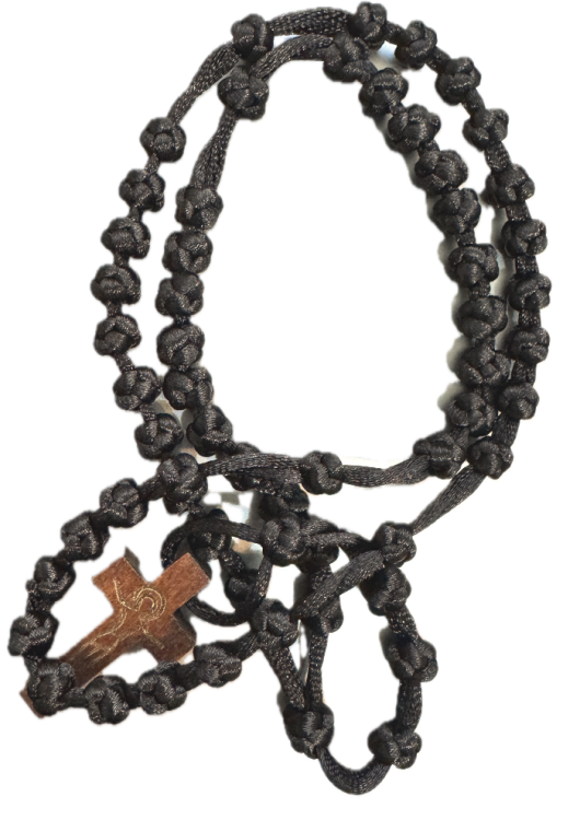 Różaniec pleciony ze sznurka - czarny widok 3