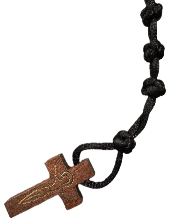 Różaniec pleciony ze sznurka - czarny widok 4