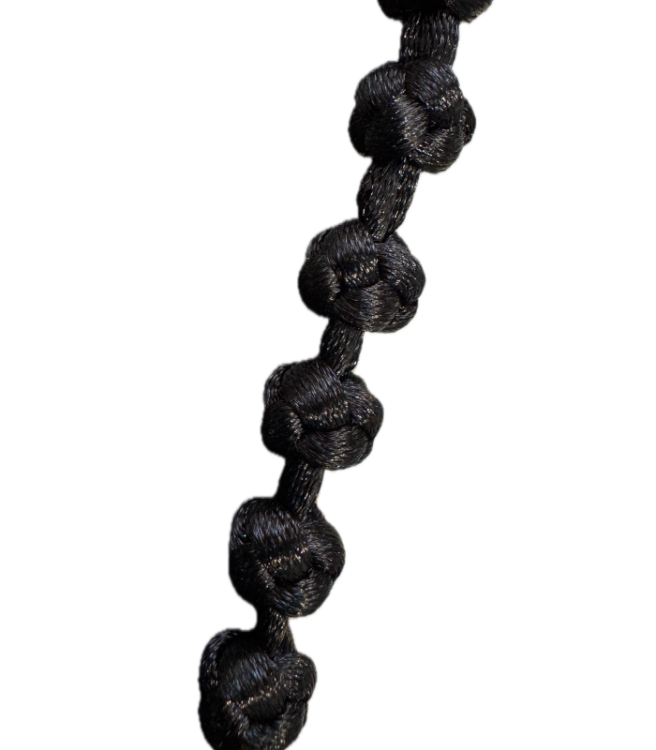 Różaniec pleciony ze sznurka - czarny widok 5