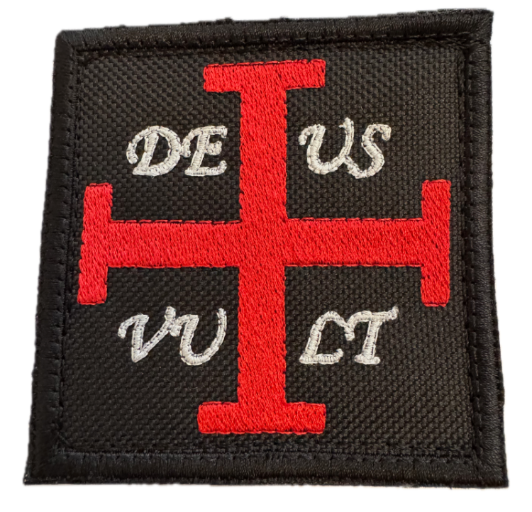 Naszywka Deus Vult na rzepie