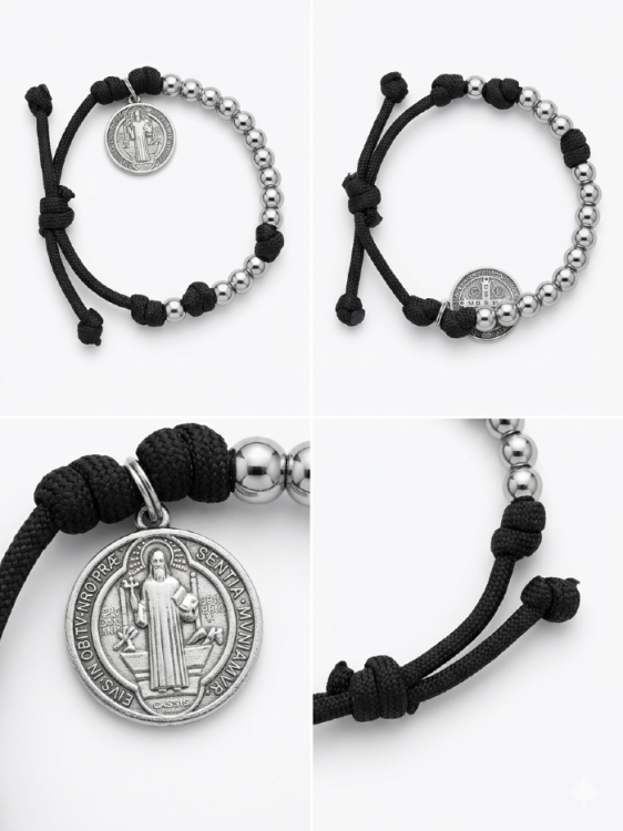 Różaniec na rękę metalowy - czarny