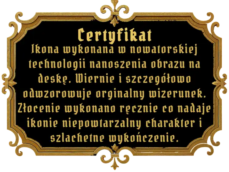 Ikona Matki Bożej Kalwaryjskiej certyfikat