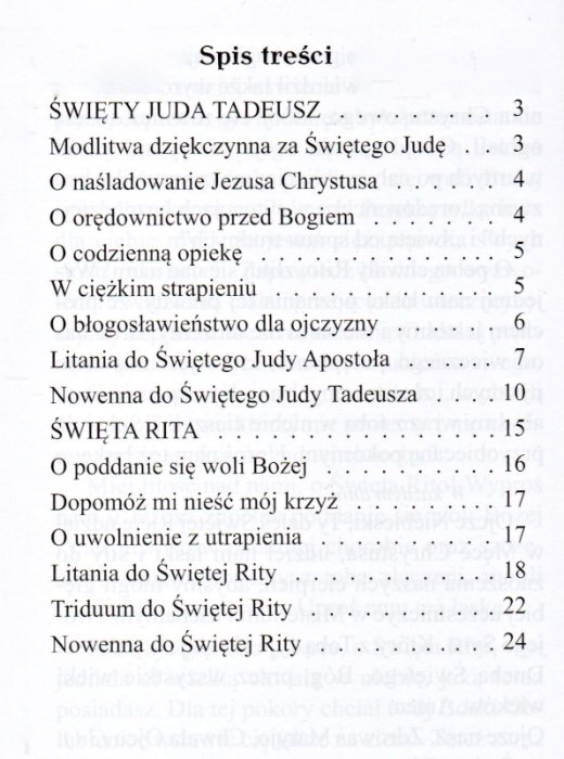 Módlmy się - W sprawach trudnych i beznadziejnych - spis treści