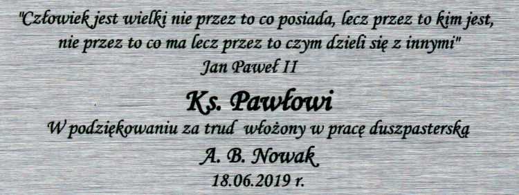 Tabliczka z podziękowaniem dla kapłana prezent