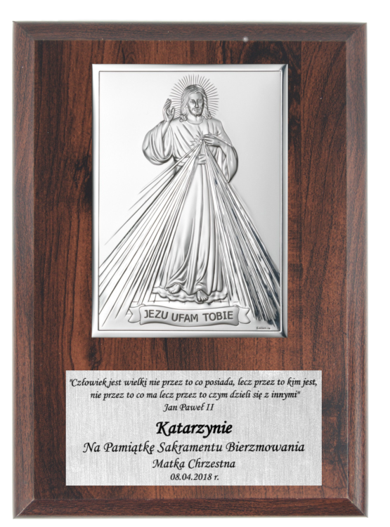 Pamiątka Bierzmowania - Jezu Ufam Tobie srebro II widok z przodu