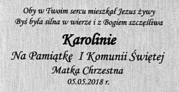 Pamiątka I Komunii Świętej dla dziewczynki 6594S/2A z tabliczką - blaszka