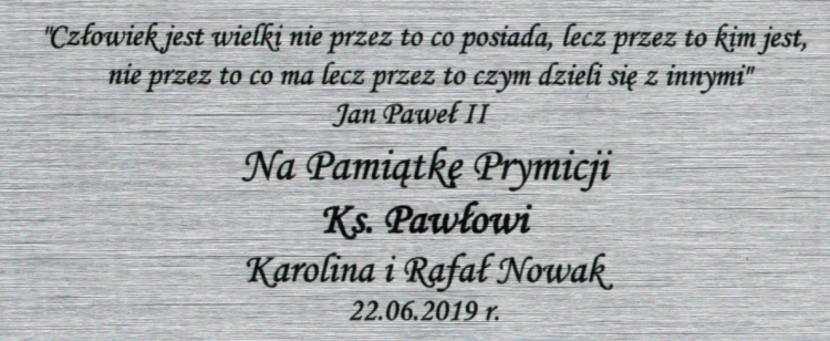 Blaszka 
Prezent na prymicje dla kapłana