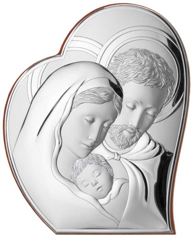 Obraz ze srebrem Święta Rodzina - rocznica ślubu emblemat 