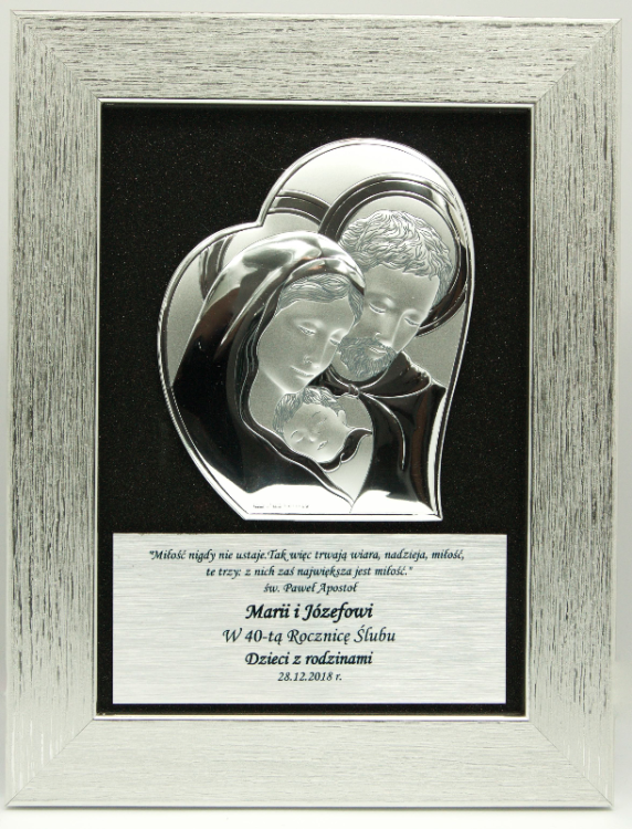 Obraz ze srebrem Święta Rodzina - rocznica ślubu 