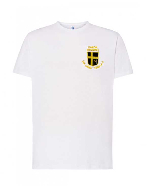 Koszulka T-shirt biała z logo i napisem na piersi - przód