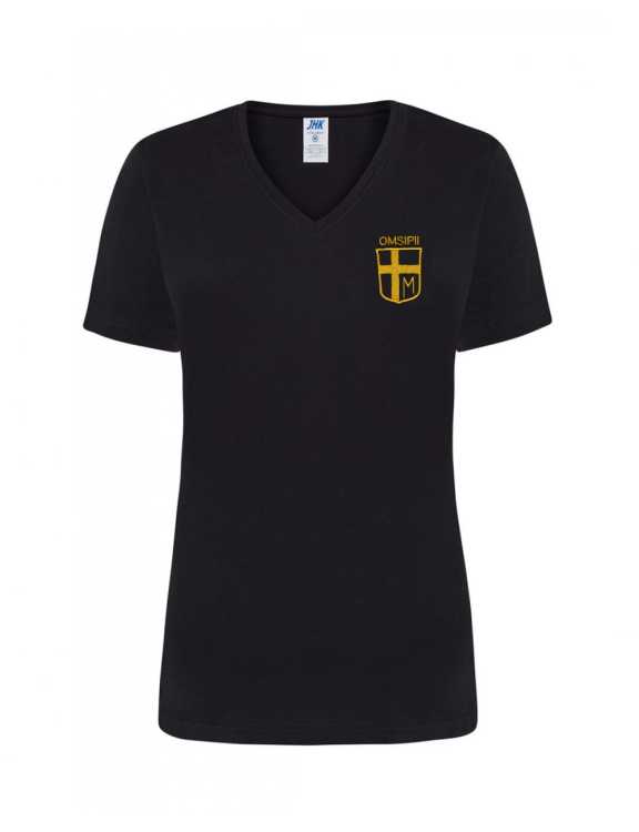 Koszulka T-shirt damska krótki rękaw dekolt w serek - przód