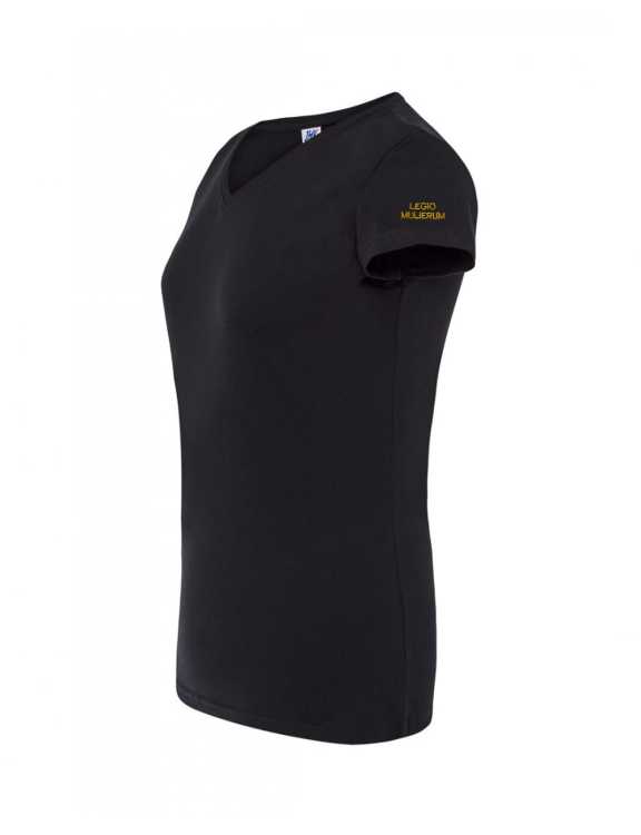 Koszulka T-shirt damska krótki rękaw dekolt w serek - bok