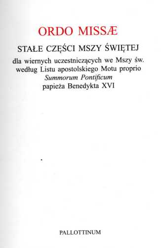 ORDO MISSAE - stałe części Mszy Świętej - strona tytułowa
