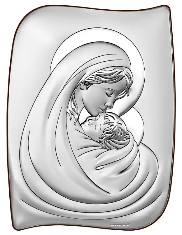 Obraz Matki Bożej z Dzieciątkiem ze srebrem 6467/3