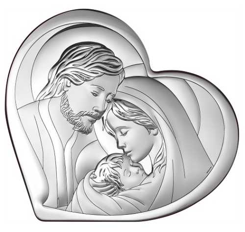 Obraz święta Rodzina ze srebrem serce 6432/2