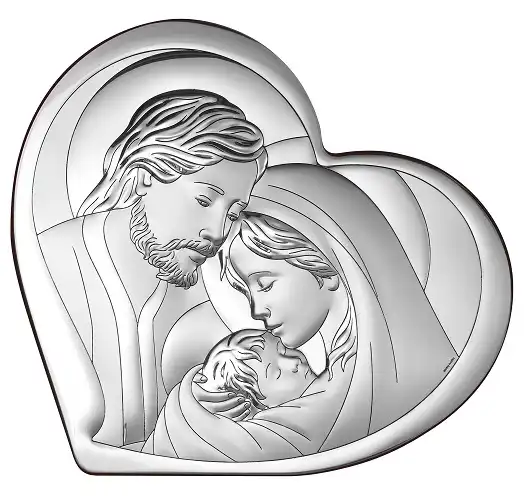 Obraz święta Rodzina ze srebrem serce 6432/2