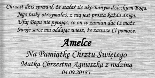 Blaszka Chrzest święty matka chrzestna do Obrazek z okazji Chrztu świętego Anioł z latarenką ze srebrem II