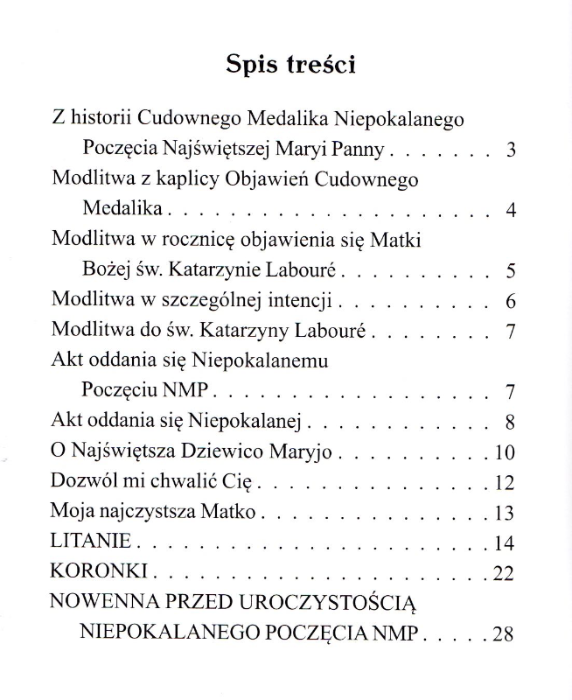 Módlmy się - Do Matki Bożej Niepokalanej spis treści