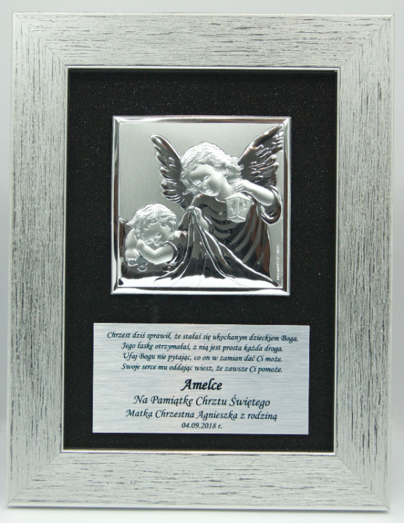 Obrazek z okazji Chrztu świętego Anioł z latarenką ze srebrem II